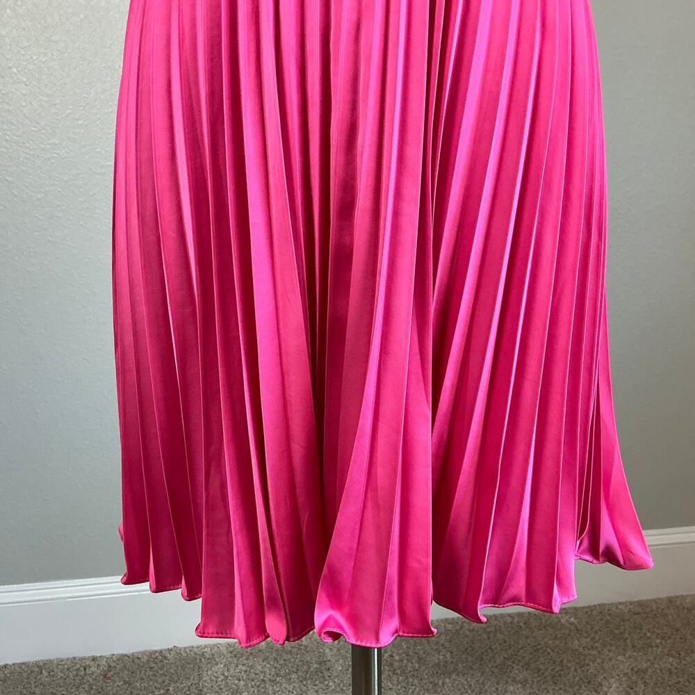 Mac Duggal 26645 Pink Cocktail Dress Pleated Satin Mini Fit and Flare Size 12 - Picture 9 of 13